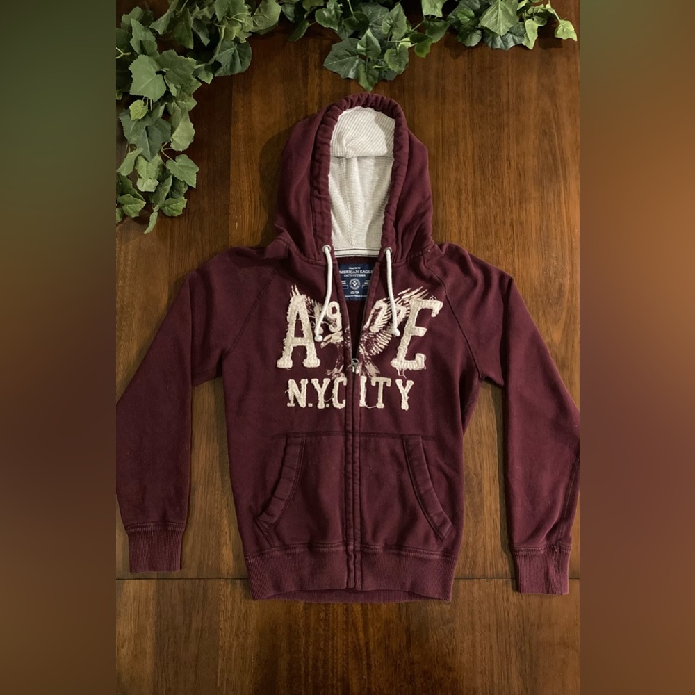 Men’s Maroon/Burgundy Zip-up Hoodie Jacket Size Extra Small (XS)